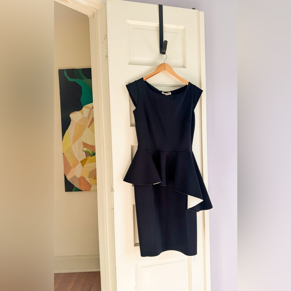 Chiara Boni La Petite Robe – Classic Black Peplum Dress Size 12